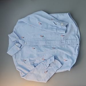 Janie and Jack. Flamingo embroidered Oxford shirt. Size 2T